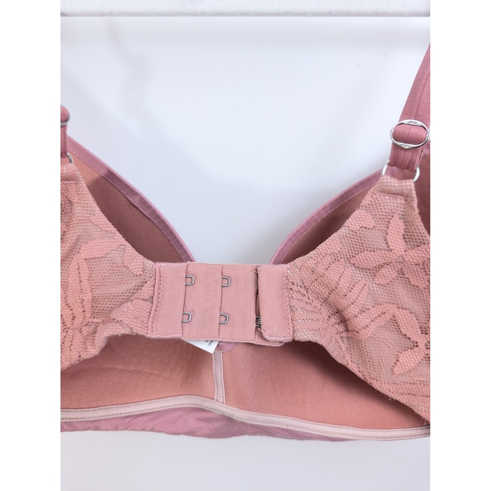 Aerie Real Sunnie Wireless Bra Size 34D Pink Lace Trim Smoothing Comfort T Shirt - Picture 5 of 10